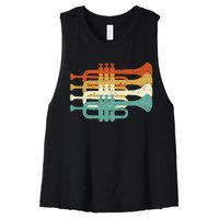 Vintage Marching Band Trumpet Player Retro Design Trumpeter Women's Racerback Cropped Tank