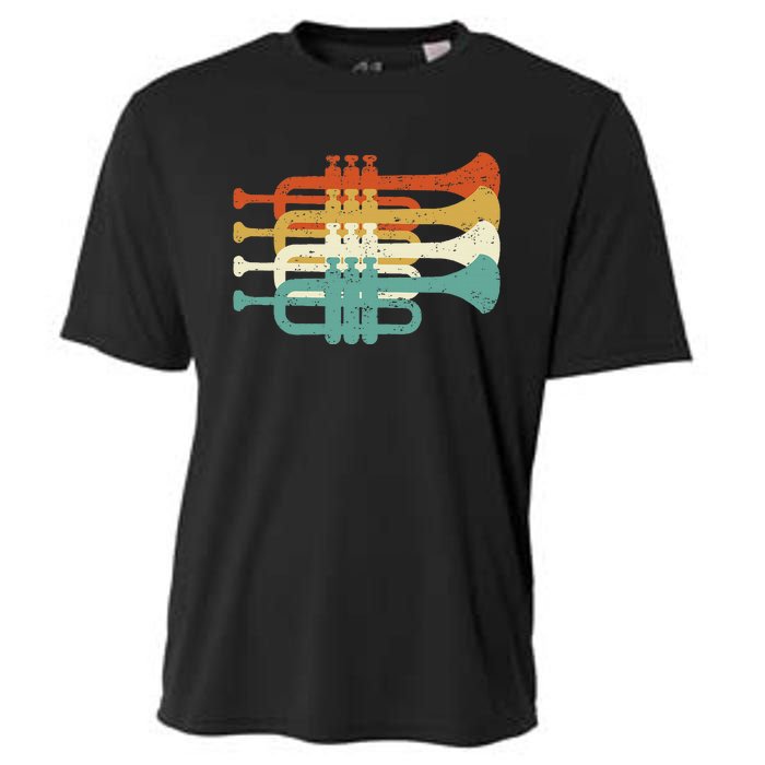 Vintage Marching Band Trumpet Player Retro Design Trumpeter Cooling Performance Crew T-Shirt