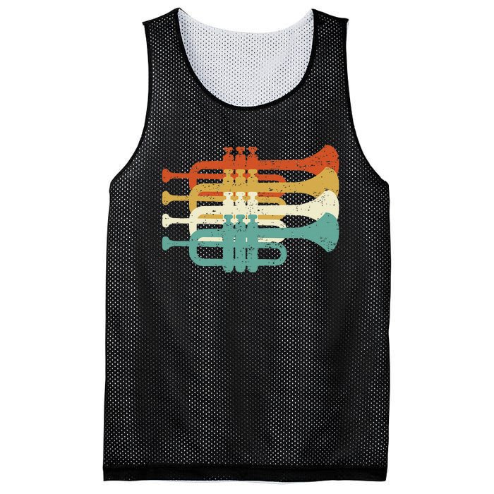 Vintage Marching Band Trumpet Player Retro Design Trumpeter Mesh Reversible Basketball Jersey Tank