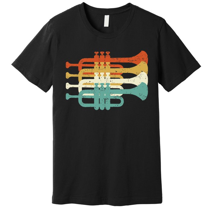 Vintage Marching Band Trumpet Player Retro Design Trumpeter Premium T-Shirt