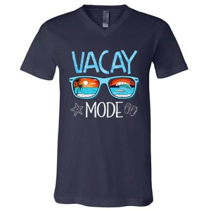 Vacay Mode Beach Vacation Summer Cruise Getaway Holiday V-Neck T-Shirt