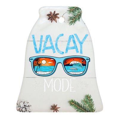 Vacay Mode Beach Vacation Summer Cruise Getaway Holiday Ceramic Bell Ornament