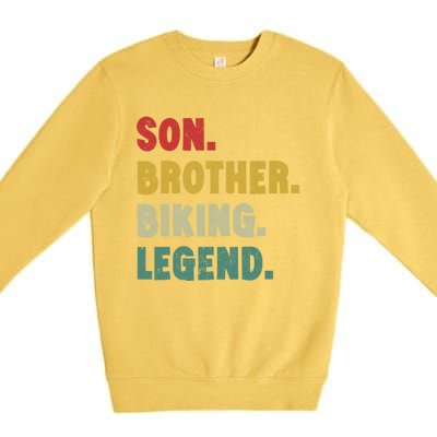 Vintage Mountain Biking Cycling Gift For Him Brother And Son Gift Premium Crewneck Sweatshirt