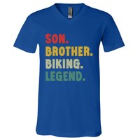 Vintage Mountain Biking Cycling Gift For Him Brother And Son Gift V-Neck T-Shirt