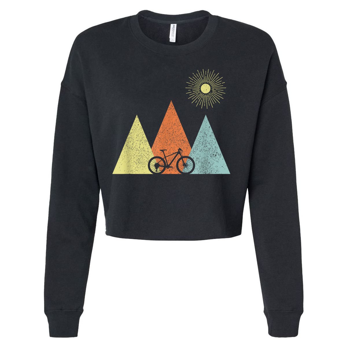 Vintage Mountain Bike MTB Bicycle Cycling Cyclist Biker Gift Cropped Pullover Crew