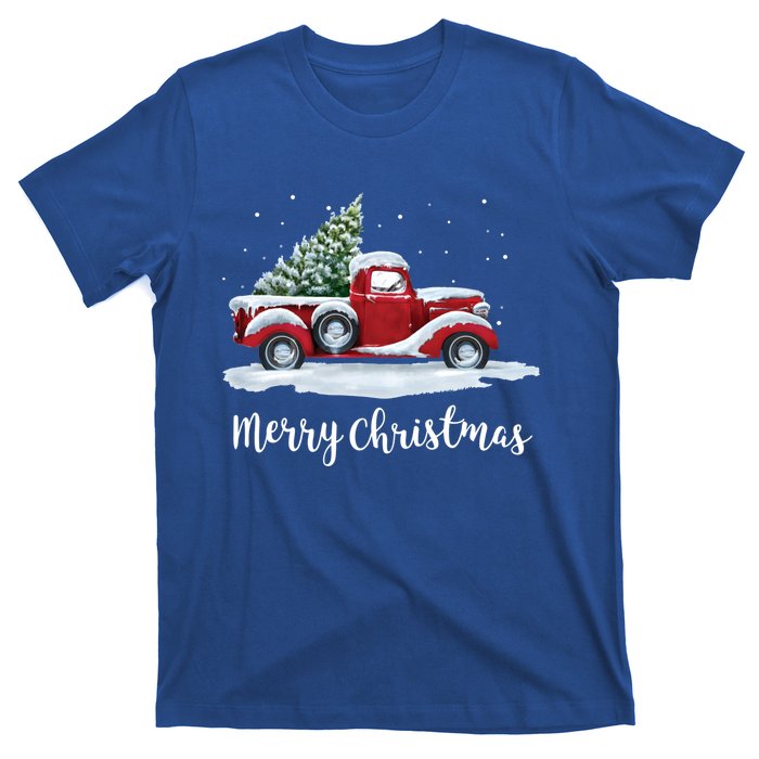 Vintage Merry Christmas Red Truck Old Fashioned Christmas Funny Gift T-Shirt