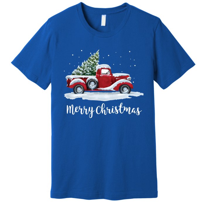 Vintage Merry Christmas Red Truck Old Fashioned Christmas Funny Gift Premium T-Shirt