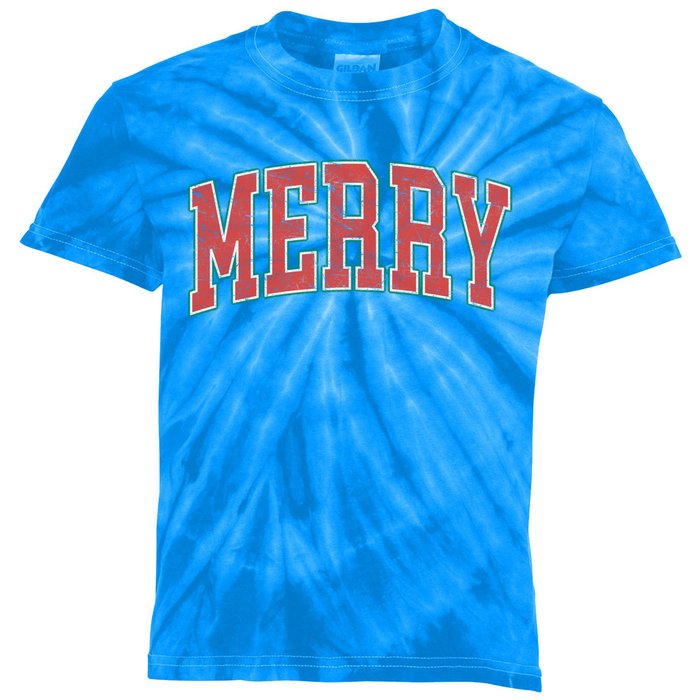 Vintage Merry Christmas Meaningful Gift Kids Tie-Dye T-Shirt