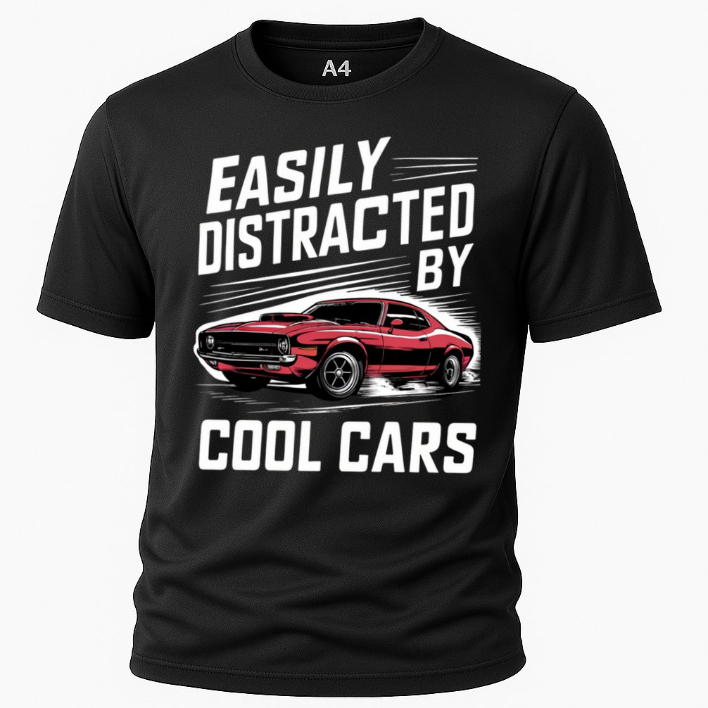 Vintage Muscle Car Easily Distracted By Cool Cars Great Gift Cooling Performance Crew T-Shirt