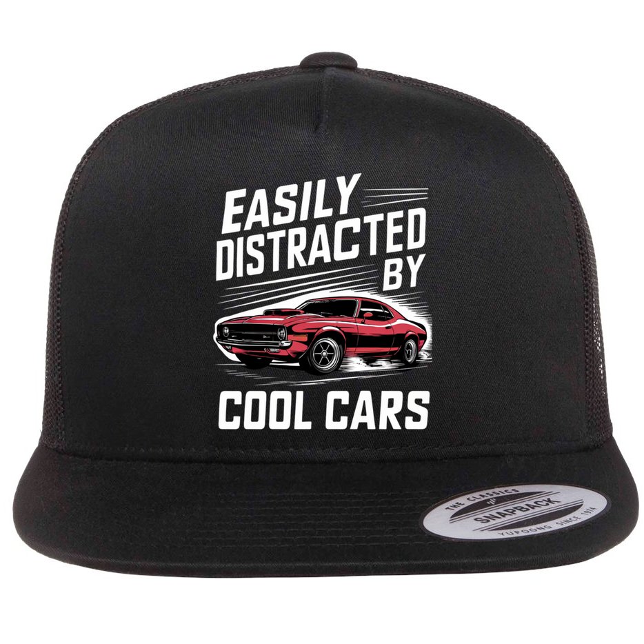 Vintage Muscle Car Easily Distracted By Cool Cars Great Gift Flat Bill Trucker Hat