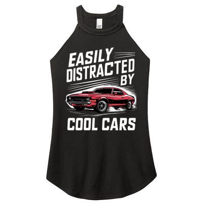 Vintage Muscle Car Easily Distracted By Cool Cars Great Gift Women's Perfect Tri Rocker Tank