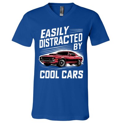 Vintage Muscle Car Easily Distracted By Cool Cars Great Gift V-Neck T-Shirt