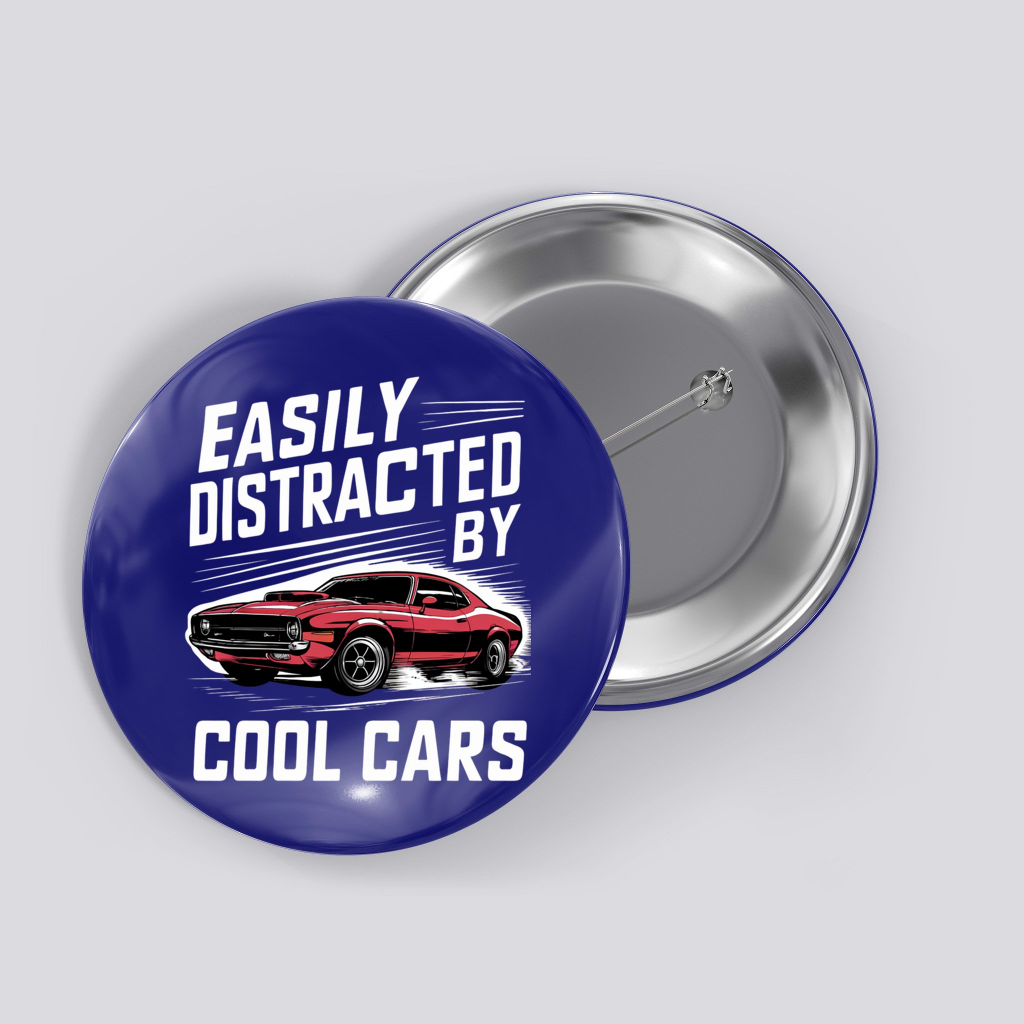 Vintage Muscle Car Easily Distracted By Cool Cars Great Gift Button