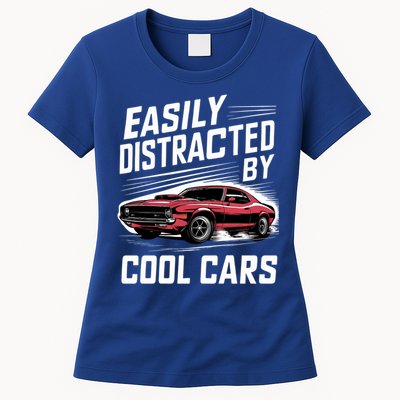 Vintage Muscle Car Easily Distracted By Cool Cars Great Gift Womens T-Shirt