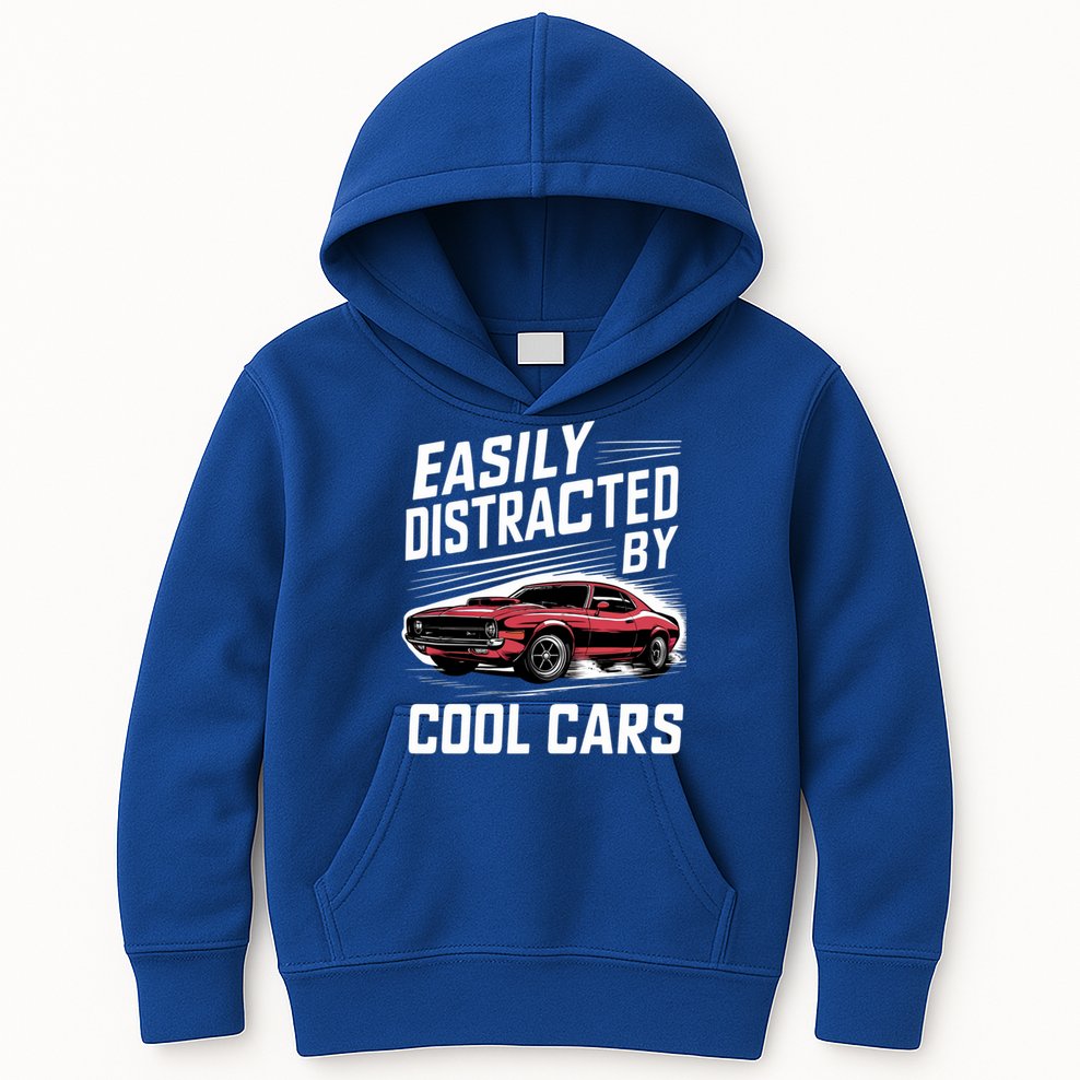 Vintage Muscle Car Easily Distracted By Cool Cars Great Gift Kids Hoodie