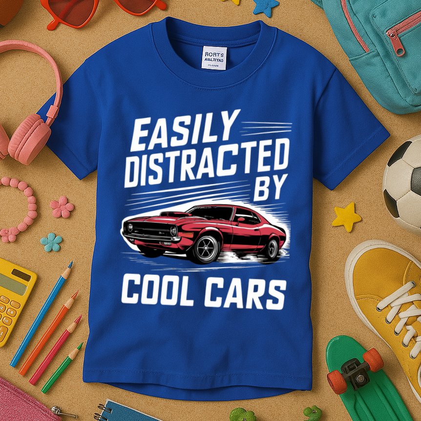 Vintage Muscle Car Easily Distracted By Cool Cars Great Gift Kids T-Shirt