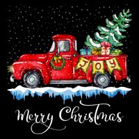 Vintage Merry Christmas Red Truck Old Fashioned Christmas Long Sleeve T-Shirt