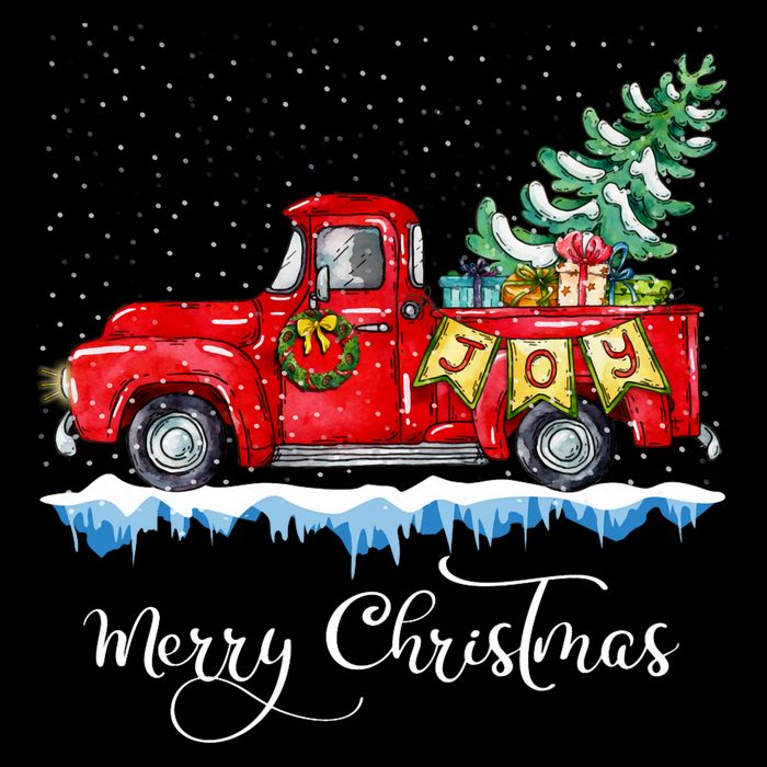Vintage Merry Christmas Red Truck Old Fashioned Christmas Long Sleeve T-Shirt