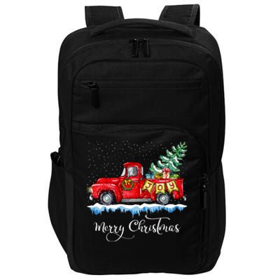 Vintage Merry Christmas Red Truck Old Fashioned Christmas Long Sleeve Impact Tech Backpack