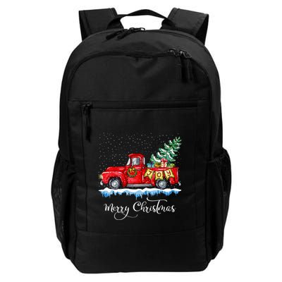 Vintage Merry Christmas Red Truck Old Fashioned Christmas Long Sleeve Backpack