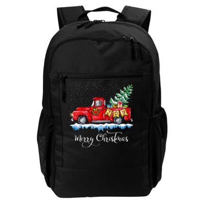 Vintage Merry Christmas Red Truck Old Fashioned Christmas Long Sleeve Daily Commute Backpack