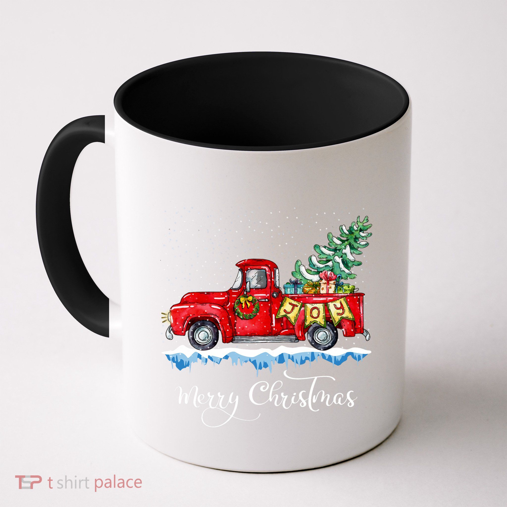 Vintage Merry Christmas Red Truck Old Fashioned Christmas Long Sleeve Mug