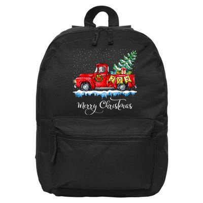 Vintage Merry Christmas Red Truck Old Fashioned Christmas Long Sleeve 16 in Basic Backpack