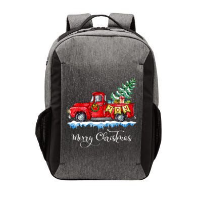 Vintage Merry Christmas Red Truck Old Fashioned Christmas Long Sleeve Vector Backpack