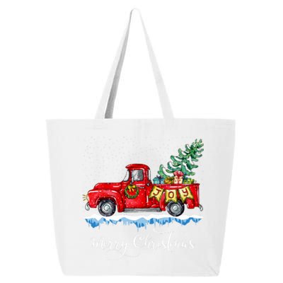 Vintage Merry Christmas Red Truck Old Fashioned Christmas Long Sleeve 25L Jumbo Tote