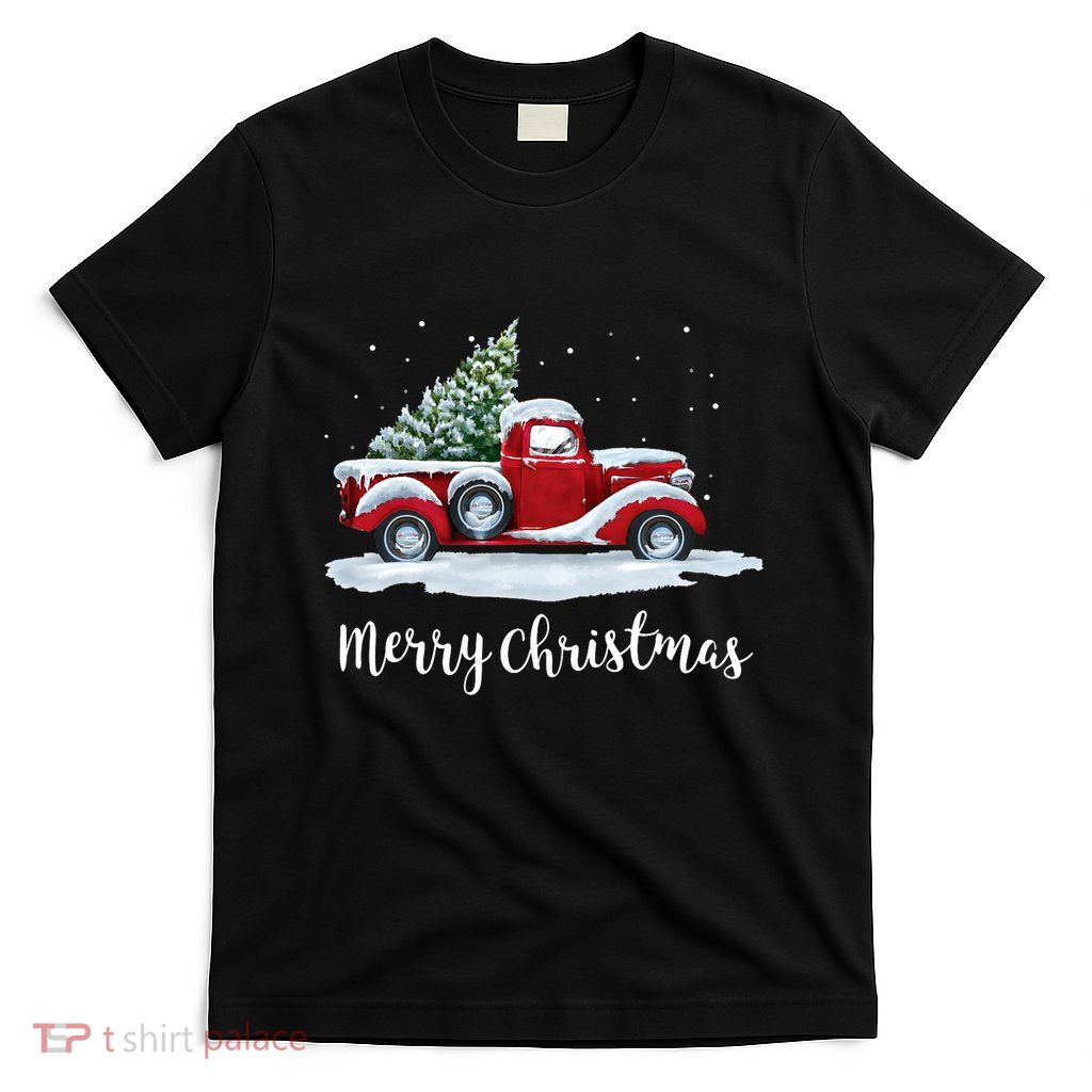 Vintage Merry Christmas Red Truck Old Fashioned Christmas T-Shirt