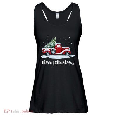 Vintage Merry Christmas Red Truck Old Fashioned Christmas Ladies Essential Flowy Tank