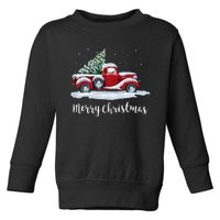 Vintage Merry Christmas Red Truck Old Fashioned Christmas Toddler Sweatshirt