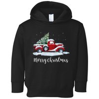 Vintage Merry Christmas Red Truck Old Fashioned Christmas Toddler Hoodie