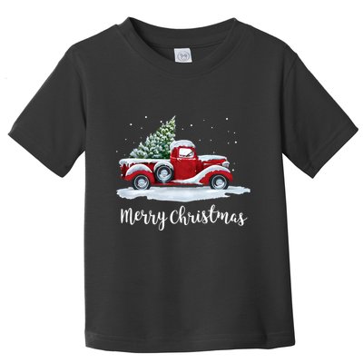 Vintage Merry Christmas Red Truck Old Fashioned Christmas Toddler T-Shirt