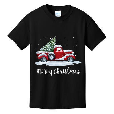 Vintage Merry Christmas Red Truck Old Fashioned Christmas Kids T-Shirt