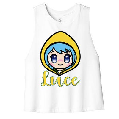 VaticanS Mascot Character Cute Anime Girl Luce Women's Racerback Cropped Tank