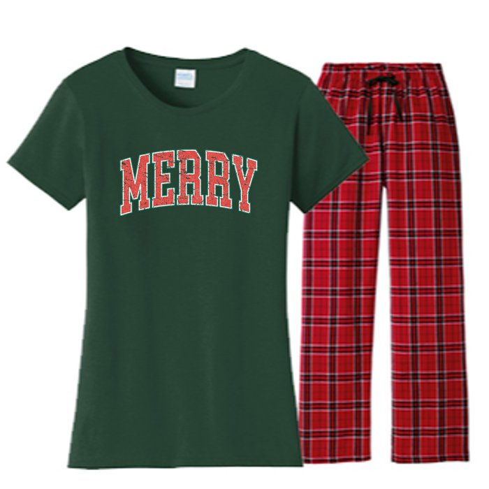 VINTAGE MERRY CHRISTMAS Women's Flannel Pajama Set