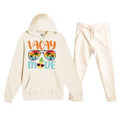 Vacay Mode Cute Vacation Summer Cruise Getaway Holiday Premium Hooded Sweatsuit Set