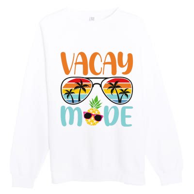 Vacay Mode Cute Vacation Summer Cruise Getaway Holiday Premium Crewneck Sweatshirt