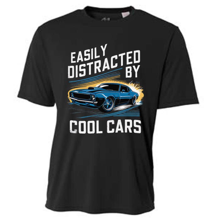 Vintage Muscle Car Easily Distracted By Cool Cars Gift Cooling Performance Crew T-Shirt