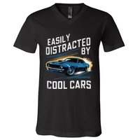 Vintage Muscle Car Easily Distracted By Cool Cars Gift V-Neck T-Shirt