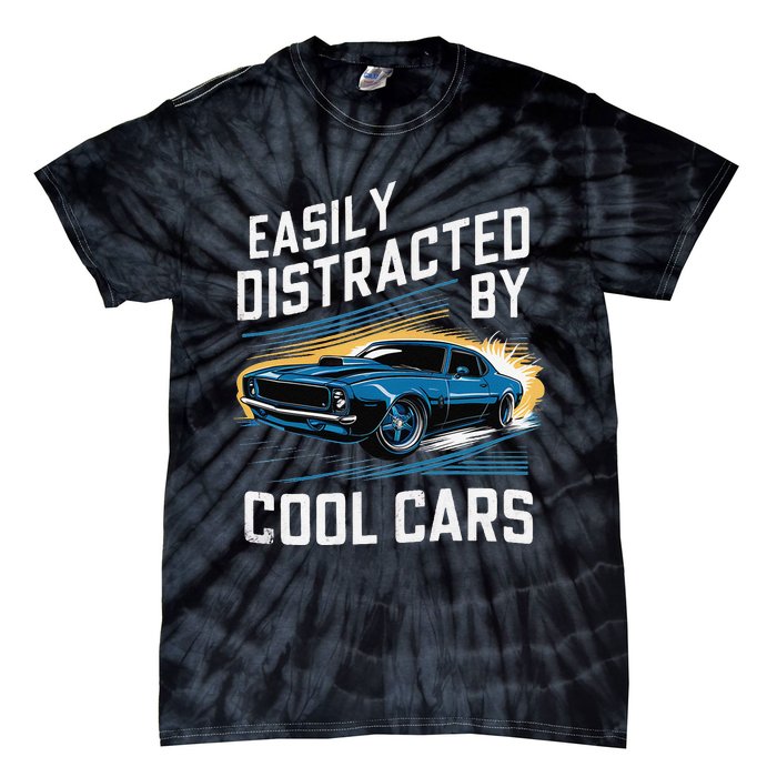 Vintage Muscle Car Easily Distracted By Cool Cars Gift Tie-Dye T-Shirt