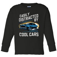 Vintage Muscle Car Easily Distracted By Cool Cars Gift Toddler Long Sleeve Shirt