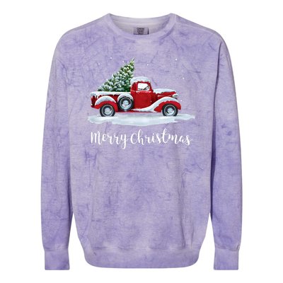 Vintage Merry Christmas Red Truck Old Fashioned Christmas Colorblast Crewneck Sweatshirt