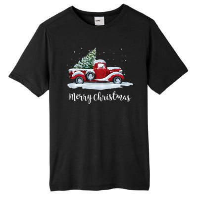 Vintage Merry Christmas Red Truck Old Fashioned Christmas Tall Fusion ChromaSoft Performance T-Shirt