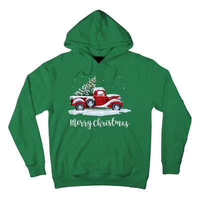 Vintage Merry Christmas Red Truck Old Fashioned Christmas Hoodie