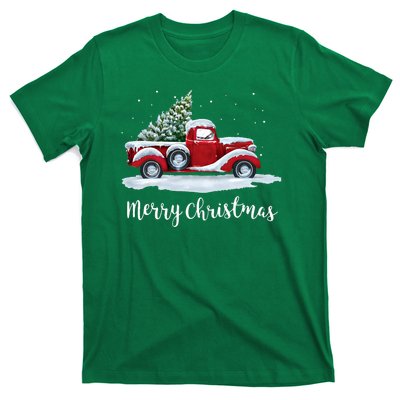 Vintage Merry Christmas Red Truck Old Fashioned Christmas T-Shirt