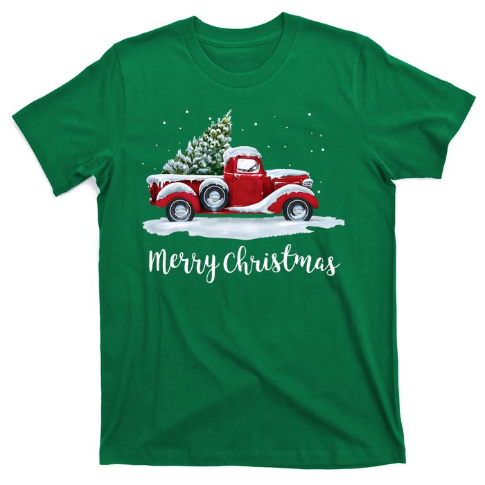 Vintage Merry Christmas Red Truck Old Fashioned Christmas T-Shirt