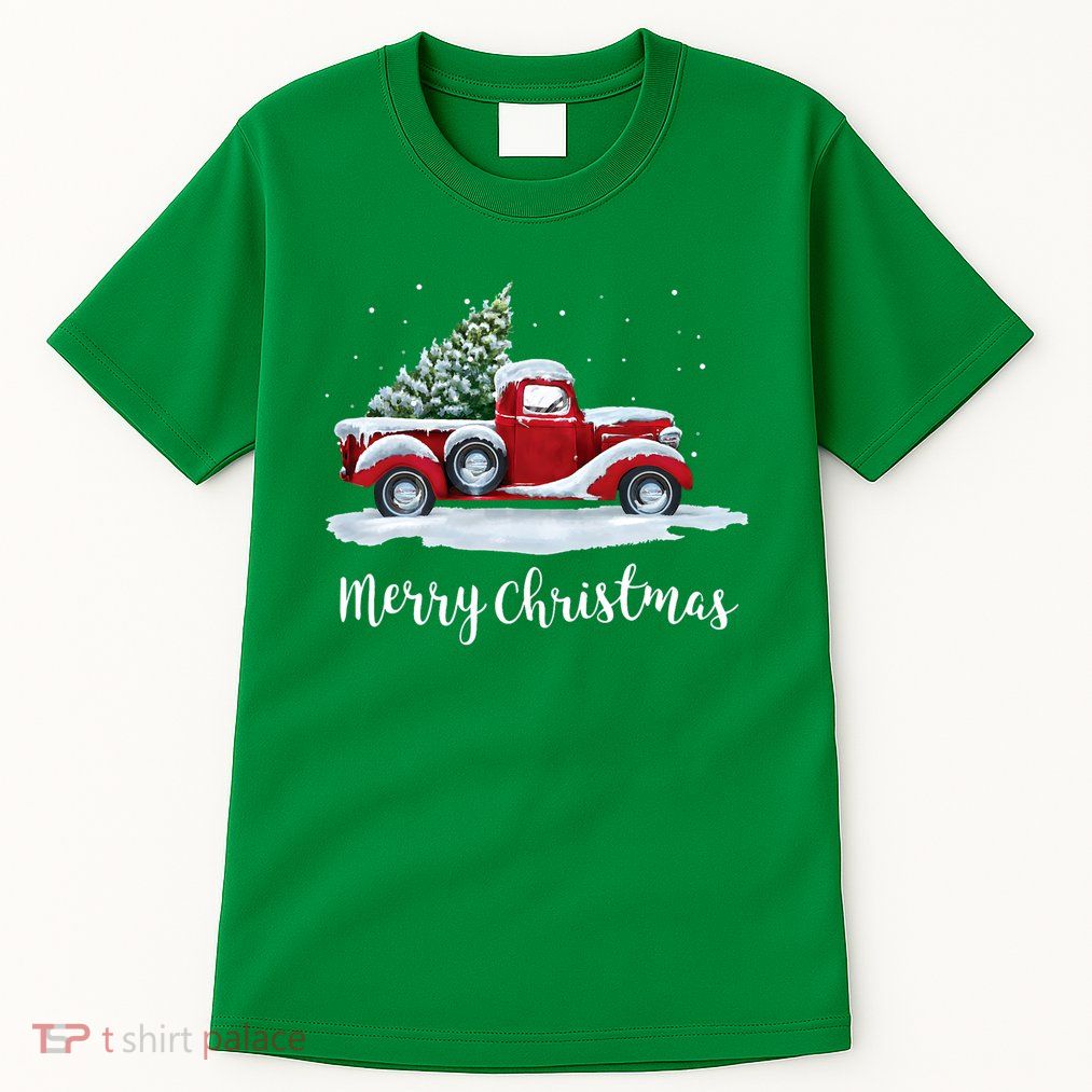 Vintage Merry Christmas Red Truck Old Fashioned Christmas Tall T-Shirt