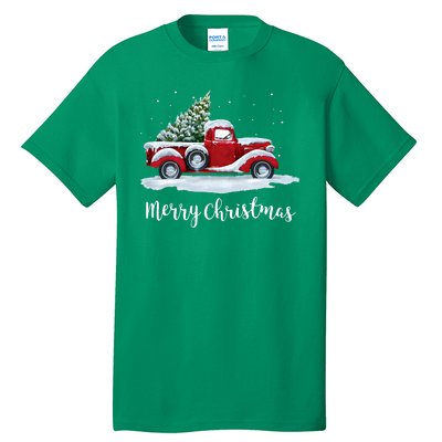 Vintage Merry Christmas Red Truck Old Fashioned Christmas Tall T-Shirt